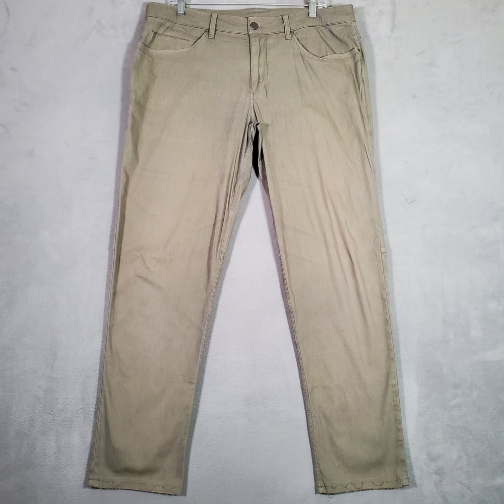 Lululemon ABC‎ Pants Mens 34 Beige Slim Fit 5 Pocket Jeans Stretch Performance